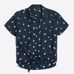 J. Crew Printed short-sleeve tie-waist top
